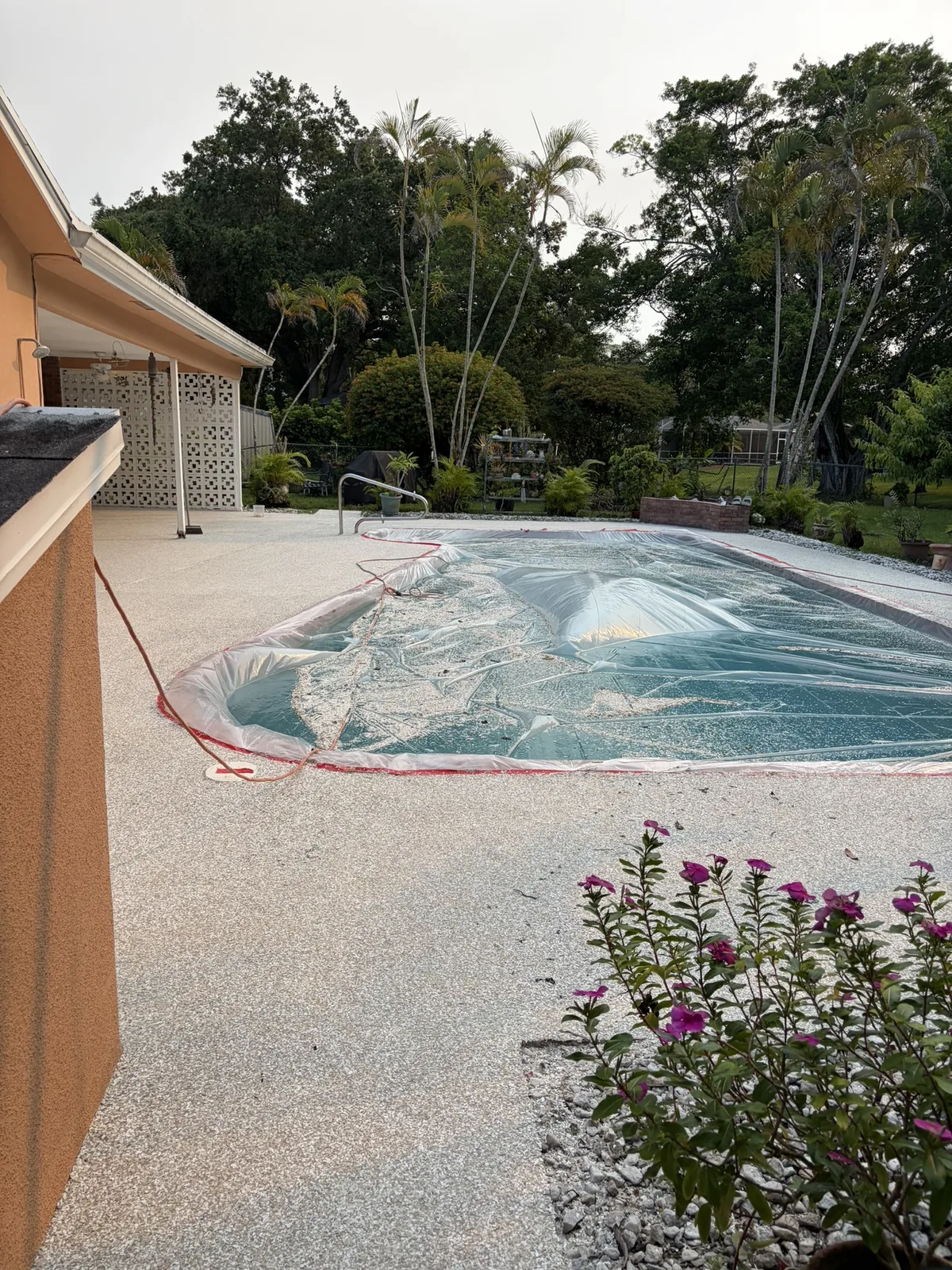 Wide view of the finished pool deck